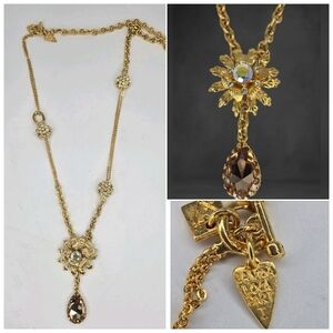 Rodrigo OTAZU La Vida Loca Statement Necklace Gold Crystal Y2K Glam Maximalist